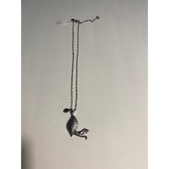 Lia Sophia Fine Art Necklace W/ Shell Pendant & Glass Bead Adjustable Chain Sliv - Picture 2 of 6